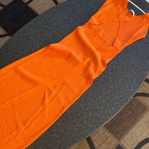 Zara orange cutout dress. Thick straps and long slit.